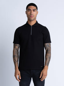  GILBRALTAR WAFFLE JACQUARD TEXTURED ZIP POLO