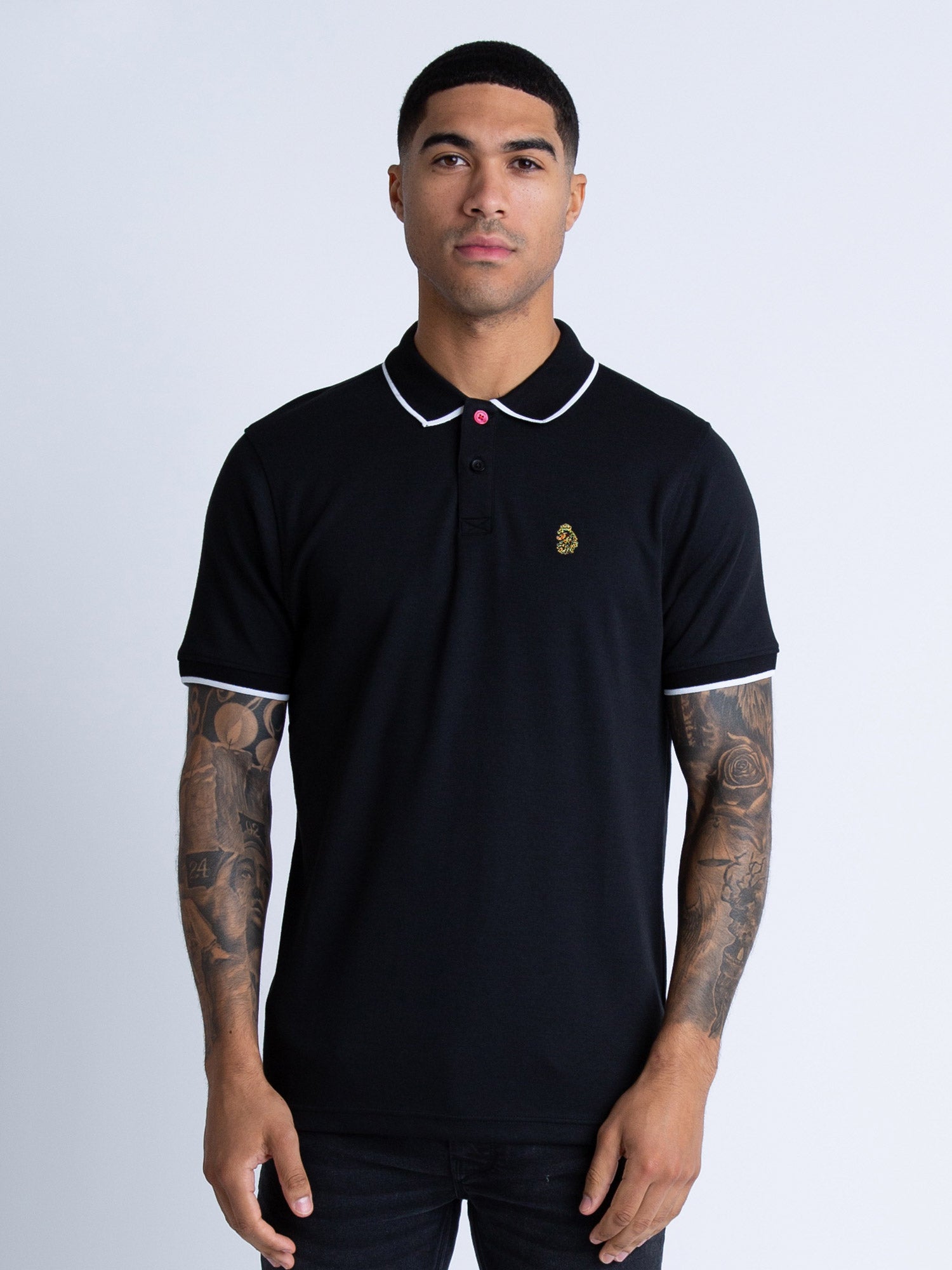 MEADTASTIC Short Sleeve Classic Polo Shirt With Buttons In Black – Luke1977