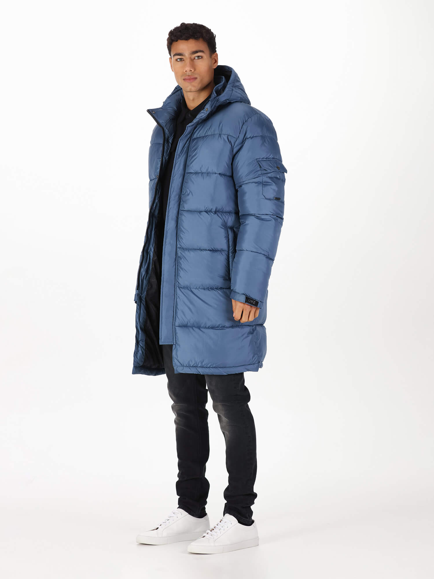 Long padded coat grey sale