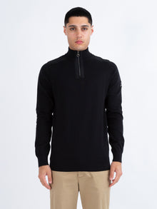  HEDDON FUNNEL NECK HALF ZIP KNITTED JUMPER