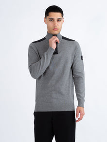  HEDDON FUNNEL NECK HALF ZIP KNITTED JUMPER