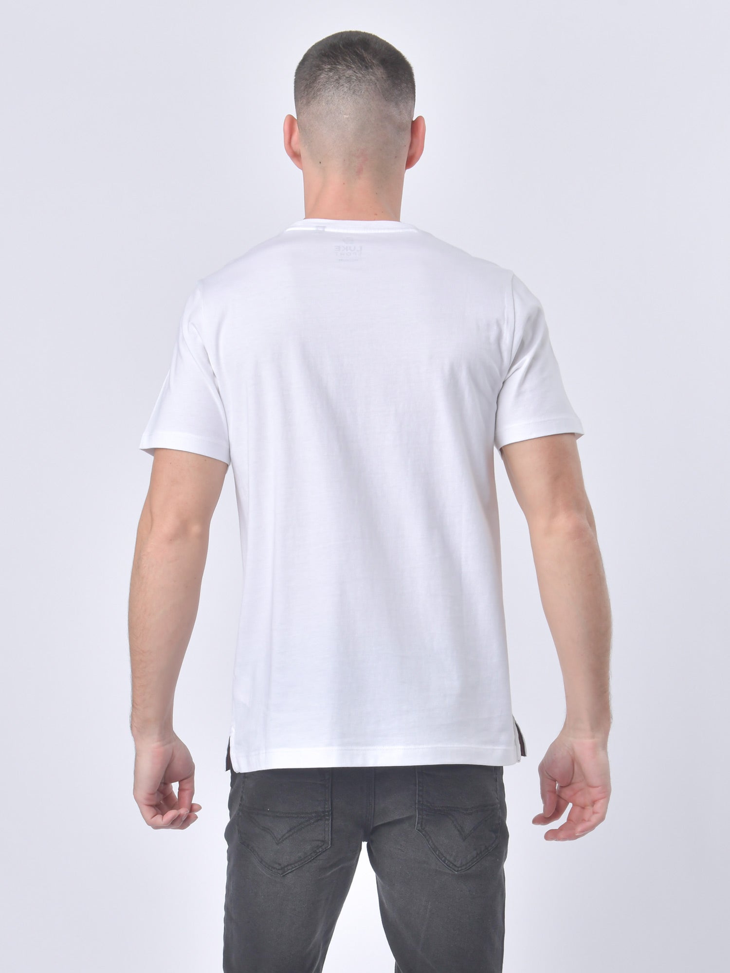 5 OCLOCK SHADOW Men's 100% Cotton Logo Rib Neck T-Shirt In White – Luke1977